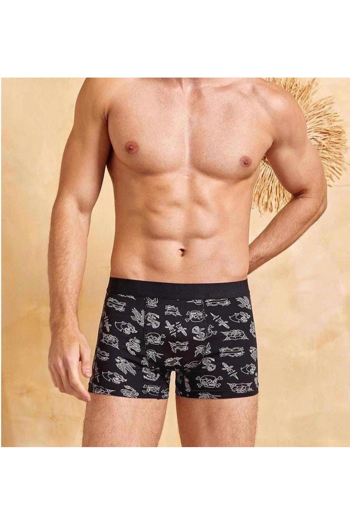 10'LU DESENLİ ERKEK LİKRALI BOXER 4480