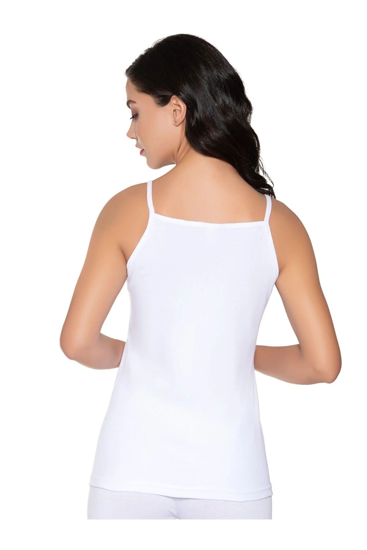 3010 6'lı Kadın Ribana Ip Askı Güpürlü Atlet