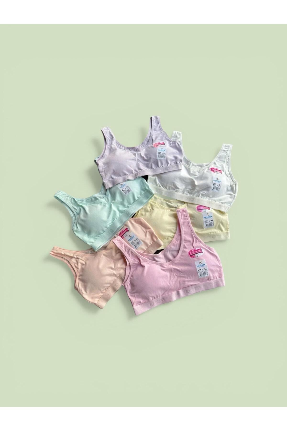 6'LI KIZ ÇOCUK GENİŞ ASKILI PEDLİ ALIŞTIRMA-YARIM ATLET-KARIŞIK RENK