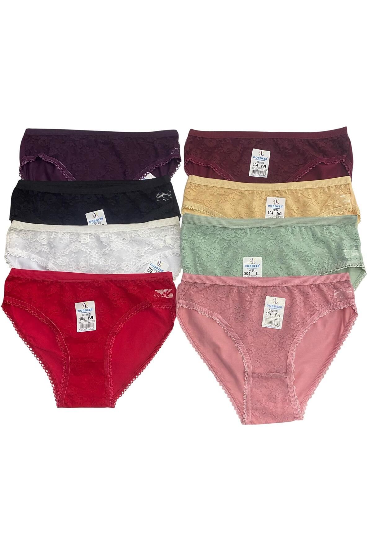 12'Lİ DANTELLİ KADIN KÜLOT-KARIŞIK RENK-DONDEZA