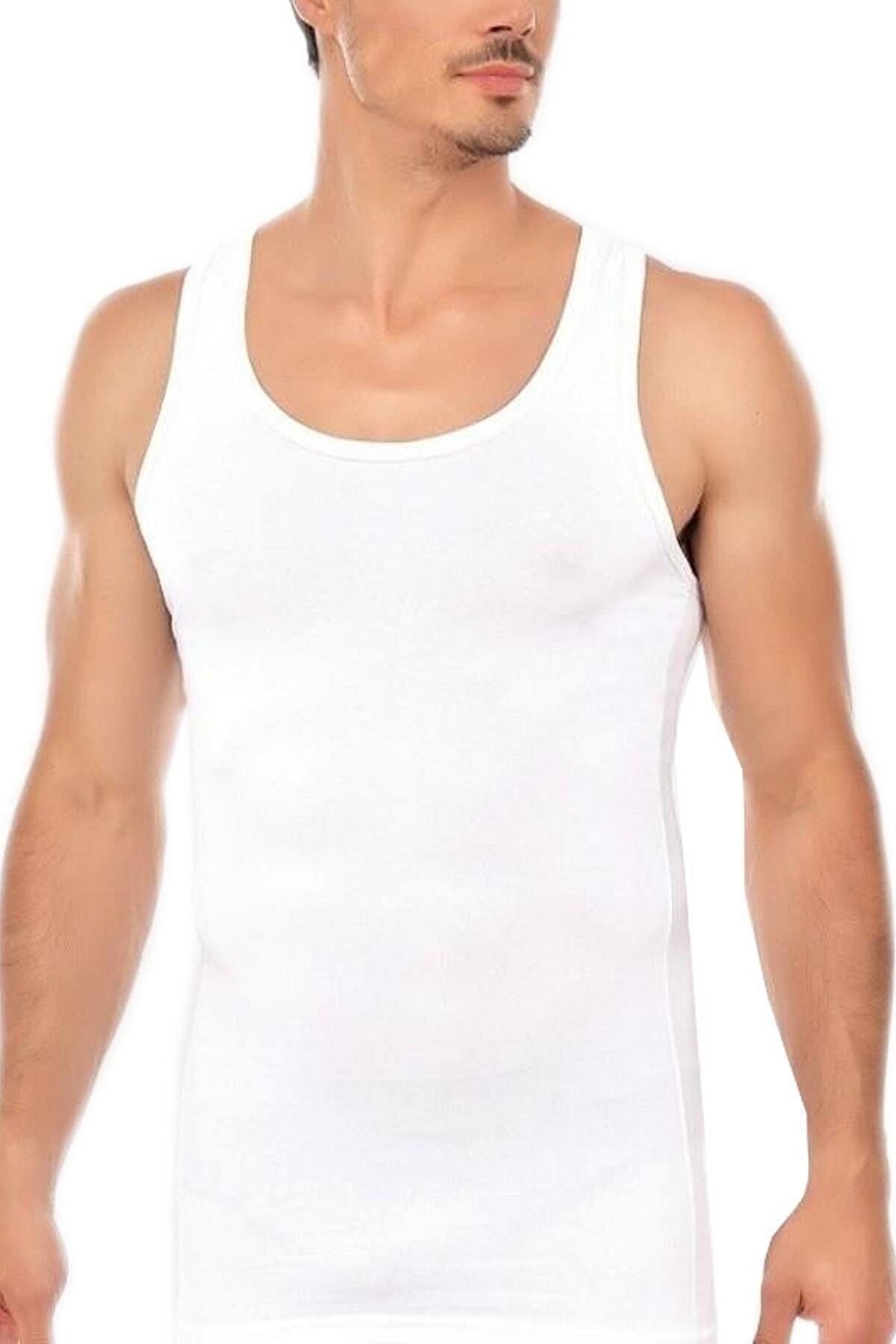 Erkek 2 Li Beyaz Penye Atlet Mrt1001b2