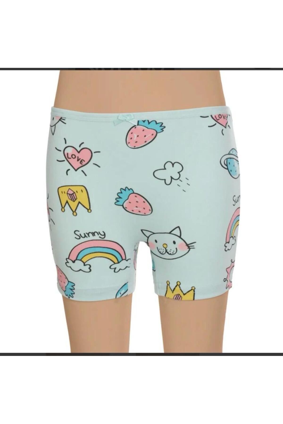 3'LÜ KIZ ÇOCUK BOXER DESENLİ KARIŞIK DESEN-GÜMÜŞ 3072