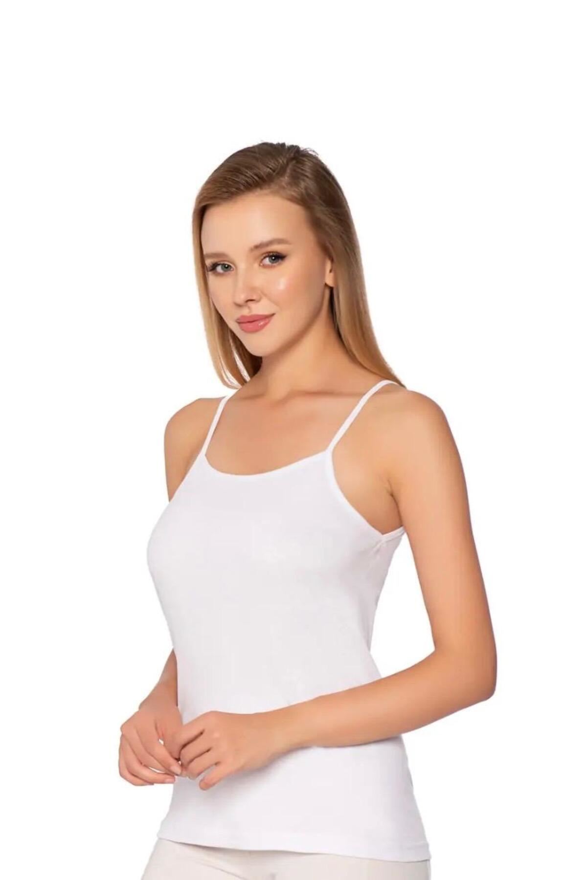 3'LÜ KADIN İP ASKILI ATLET -BEYAZ- 1055