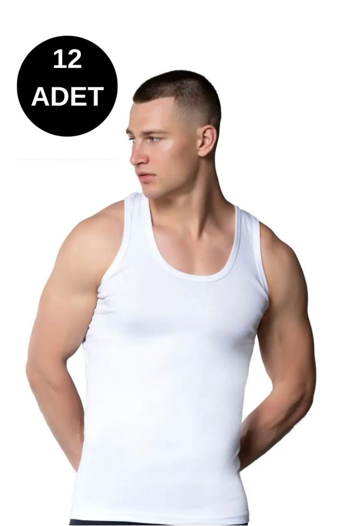 3001 ERKEK KLASİK ATLET PENYE 12!Lİ PAKET-BEYAZ