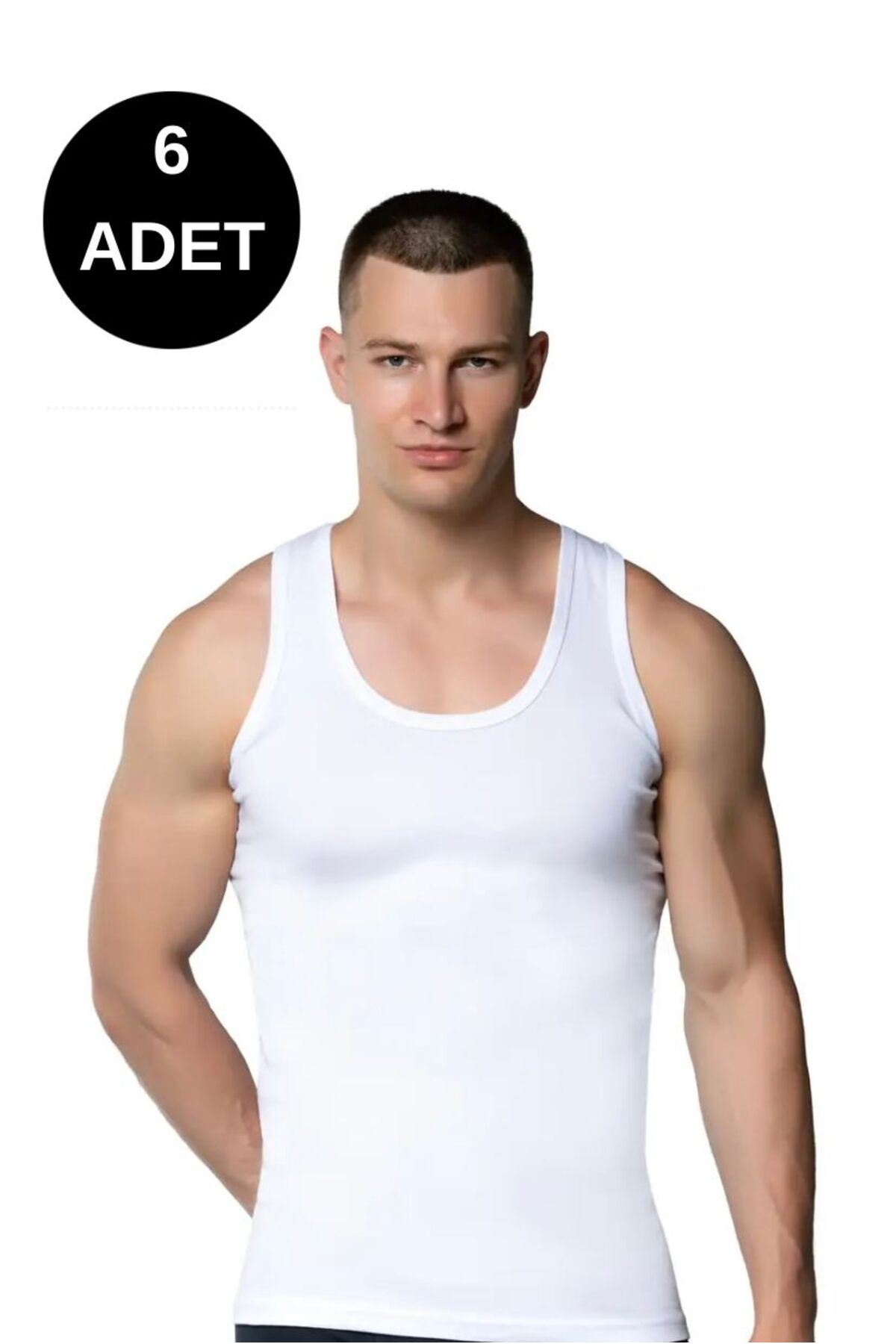 3001 ERKEK KLASİK PENYE ATLET 6'LI PAKET-BEYAZ