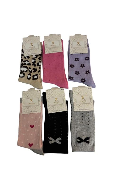 6'LI KADIN SOKET ÇORAP KARIŞIK DESEN-RENK