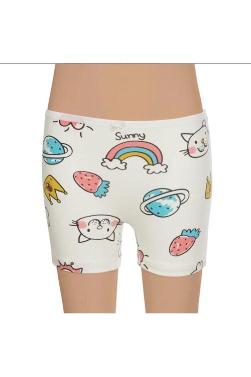 3'LÜ KIZ ÇOCUK BOXER DESENLİ KARIŞIK DESEN-GÜMÜŞ 3072