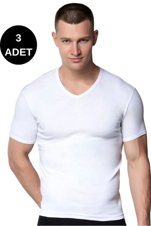 RİBANA V YAKA SPOR KOLLU FANİLA 3'LÜ PAKET-4051