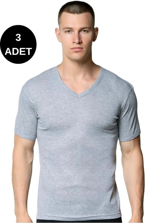 RİBANA V YAKA SPOR KOLLU FANİLA 3'LÜ PAKET-4051
